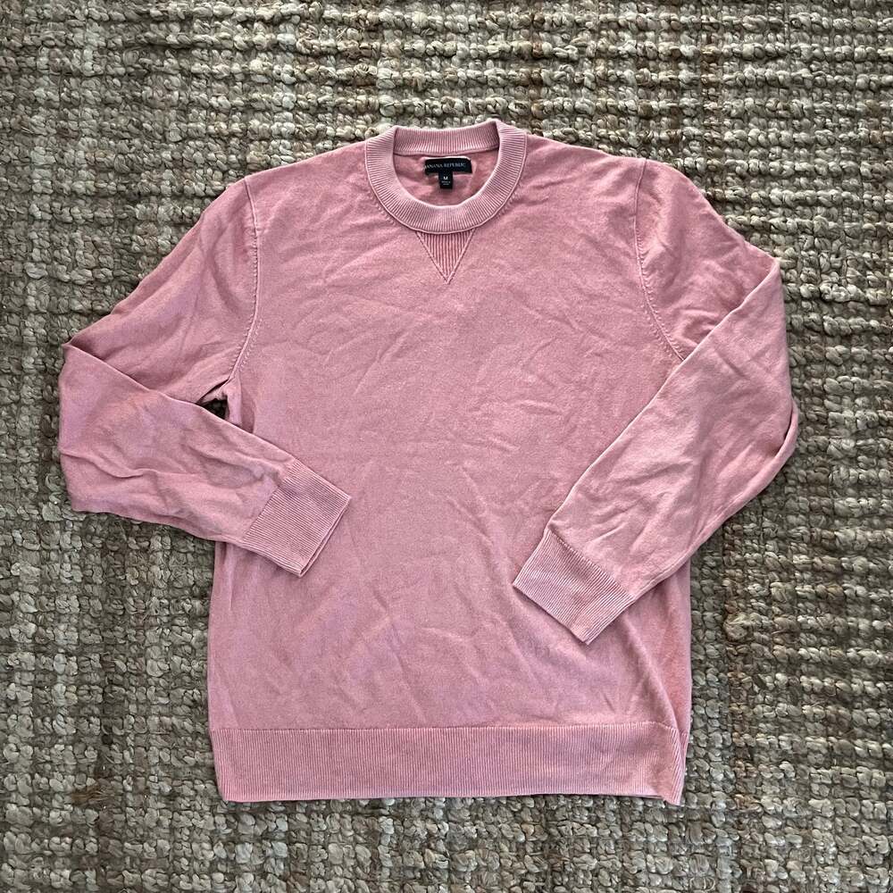 Banana Republic Women's Merino Wool Cashmere Crewneck Sweater Dusty Pink M